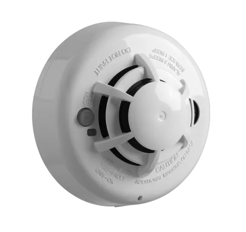 Funk Rauch- und Hitzemelder zur zuverlässigen Brandfrüherkennung (Ansicht links)